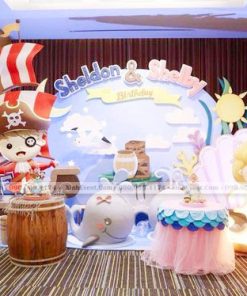 Backdrop trang trí sinh nhật 3D chủ đề cướp biển cho bé trai XV187