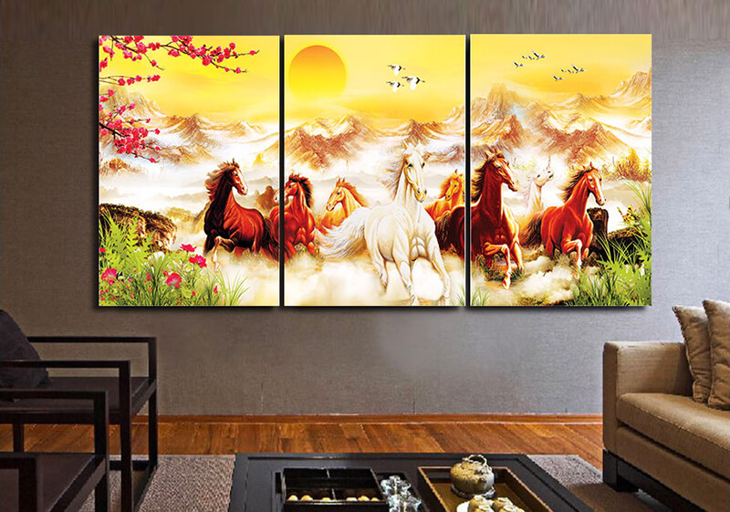 Ý tưởng trang trí tết 2020 với tranh treo tường ngựa vừa ý nghĩa trong phong thủy vừa tăng thẩm mỹ cho phòng khách