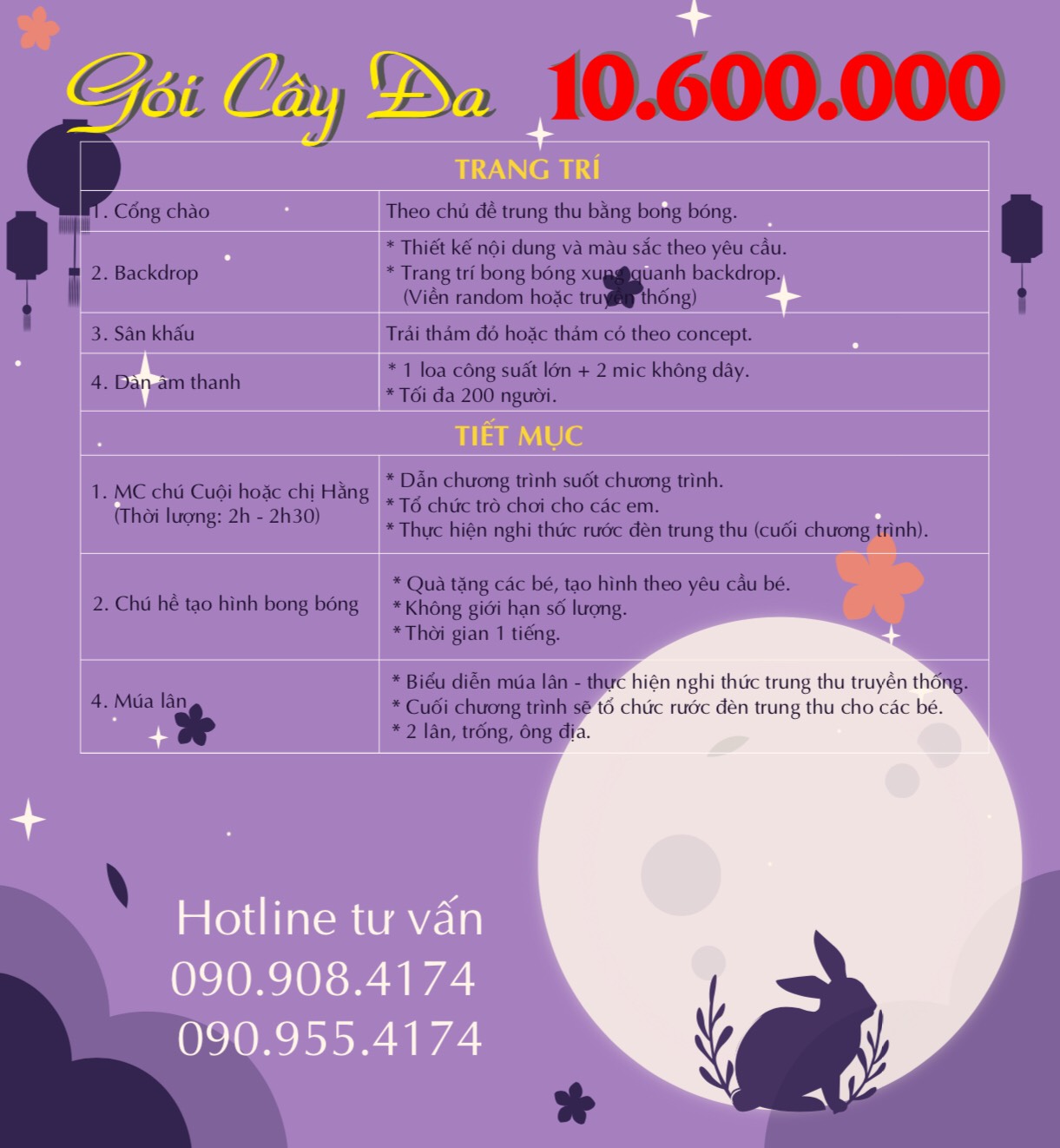 Gói trung thu trọn gói - cây đa - 10tr600