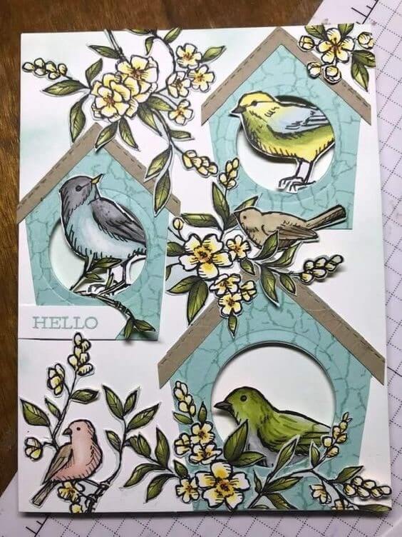 Trang trí thiệp 20-10 với những chú chim dễ thương tự vẽ