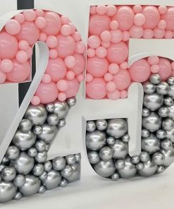 Chữ 3D trang trí sinh nhật với 2 màu hồng và xám sang trọng XV460