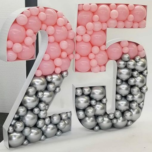 Chữ 3D trang trí sinh nhật với 2 màu hồng và xám sang trọng XV460