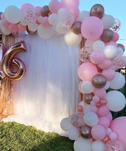 Backdrop sinh nhật màu hồng trang trí cho các bé XV414