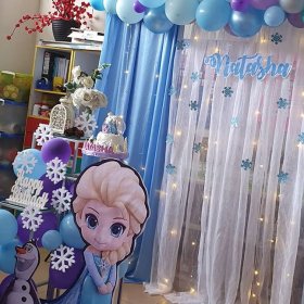 Góc trái bộ backdrop sinh nhật vải voan Elsa XV521