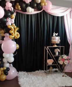 Backdrop sinh nhật tông màu đen, hồng, vàng XV637