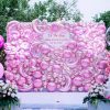 Backdrop trang trí tiệc cưới lung linh với tone màu hồng XV729