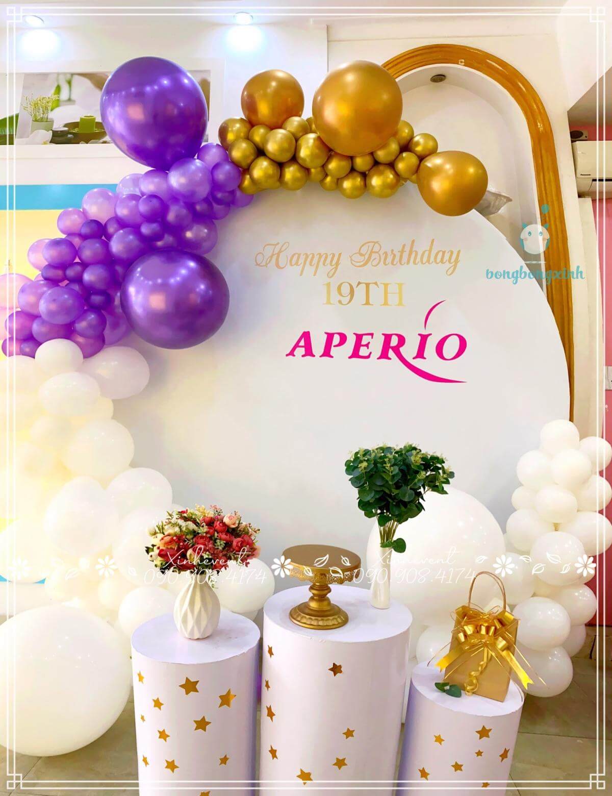 Trang trí sinh nhật 19th Aperio đơn giản mà sang trọng