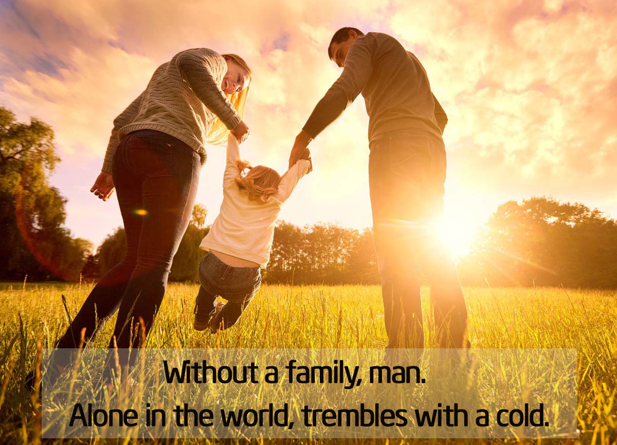 Không có gia đình, con người chỉ có một mình trên thế giới, rùng mình vì lạnh.