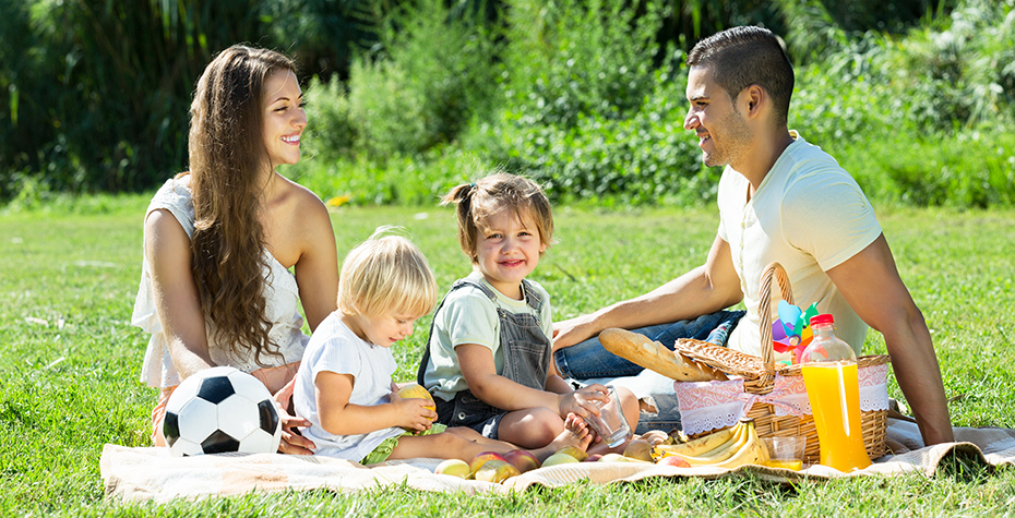 Hình ảnh cả gia đình cùng nhau đi picnic